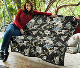 Japanese Crane Ornament Elements Premium Quilt