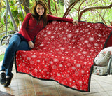 Snowflake Pattern Red Background Premium Quilt