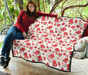 Rose Pattern Print Design 01 Premium Quilt