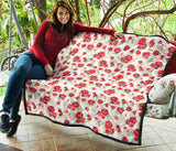 Rose Pattern Print Design 01 Premium Quilt