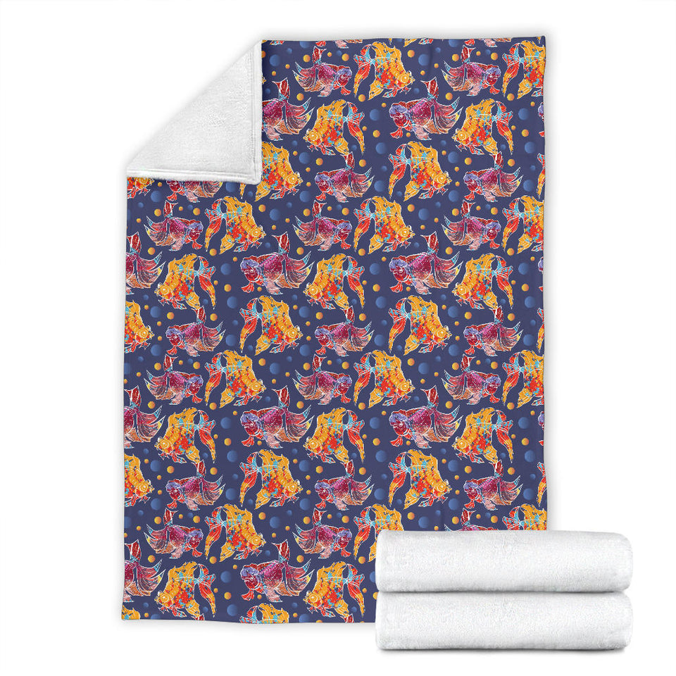 Goldfish Pattern Print Design 05 Premium Blanket