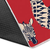 Zebra Abstract Red Background Area Rug