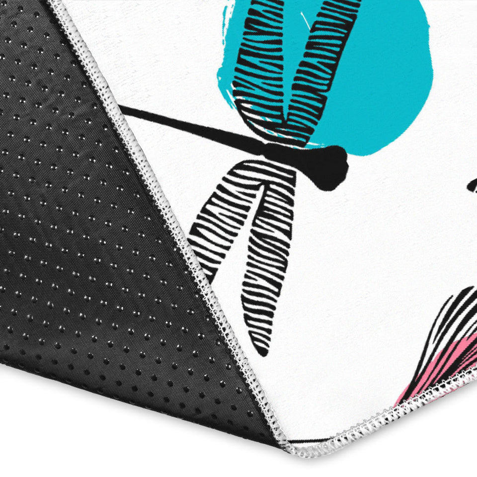 Dragonflies Ginkgo Leaves Pattern Area Rug