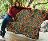 Colorful Papaya Tropical Leaves Premium Quilt