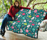 Snowman Bird Decorative Elements Christmas Pattern Premium Quilt