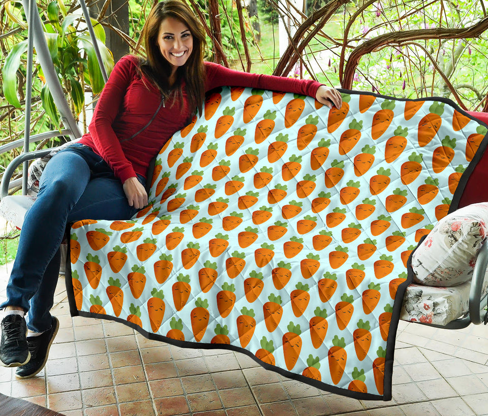 Carrot Pattern Print Design 03 Premium Quilt