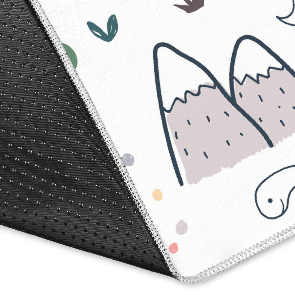 Cute Cartoon Dinosaurs Tree Pattern Area Rug