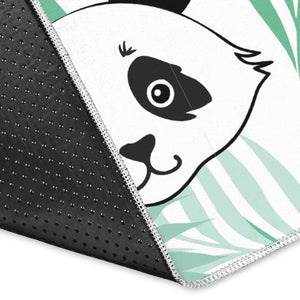 Panda Pattern Tropical Leaves Background Area Rug