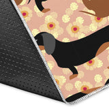 Dachshund Floral Background Area Rug