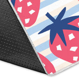 Strawberry Pattern Blue Lines Background Area Rug