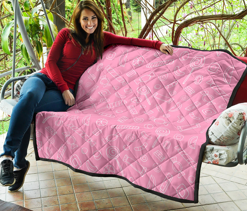 Sweet Candy Pink Background Premium Quilt