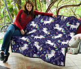 Hand Drawn Cute Unicorn Star Planet Premium Quilt