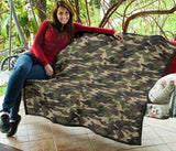 Dark Green Camo Camouflage Pattern Premium Quilt