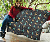 Deers Star Tree Pattern Premium Quilt