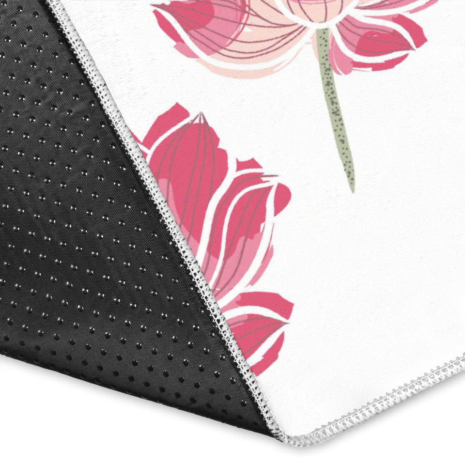 Pink Lotus Waterlily Pattern Area Rug