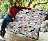 Mustache Beard Pattern Print Design 02 Premium Quilt
