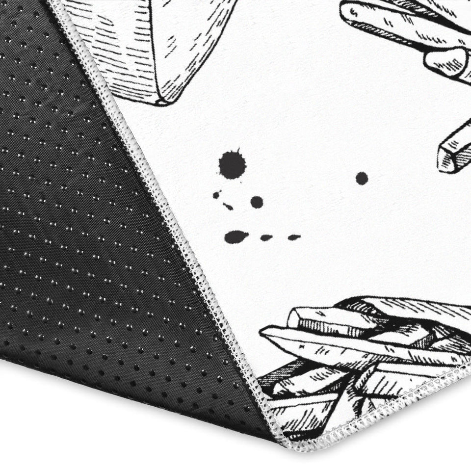 Hand Drawn French Fries Pattern Area Rug