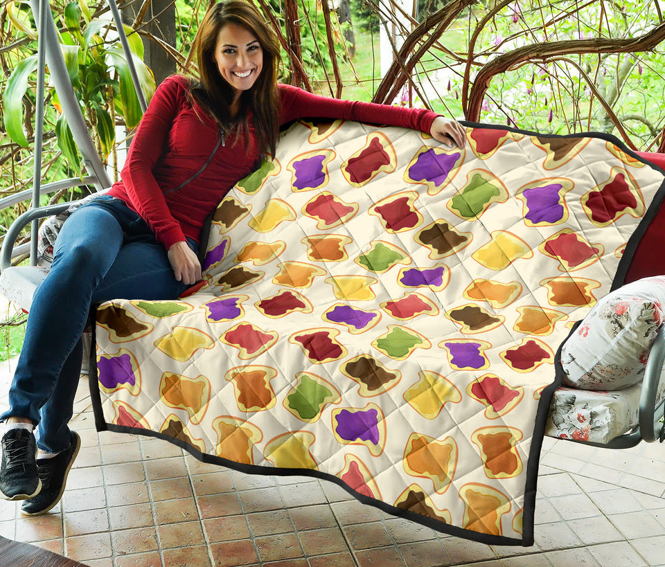 Bread Toast Pattern Print Design 02 Premium Quilt