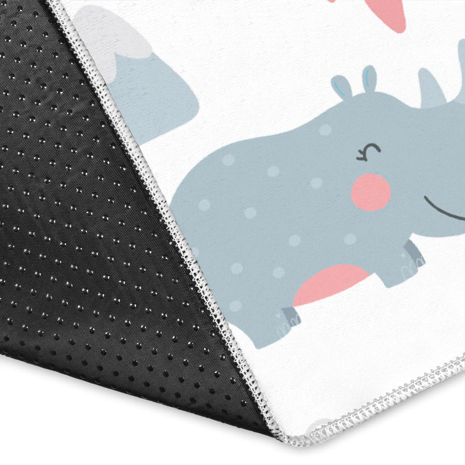 Cute Rhino Heart Pattern Area Rug