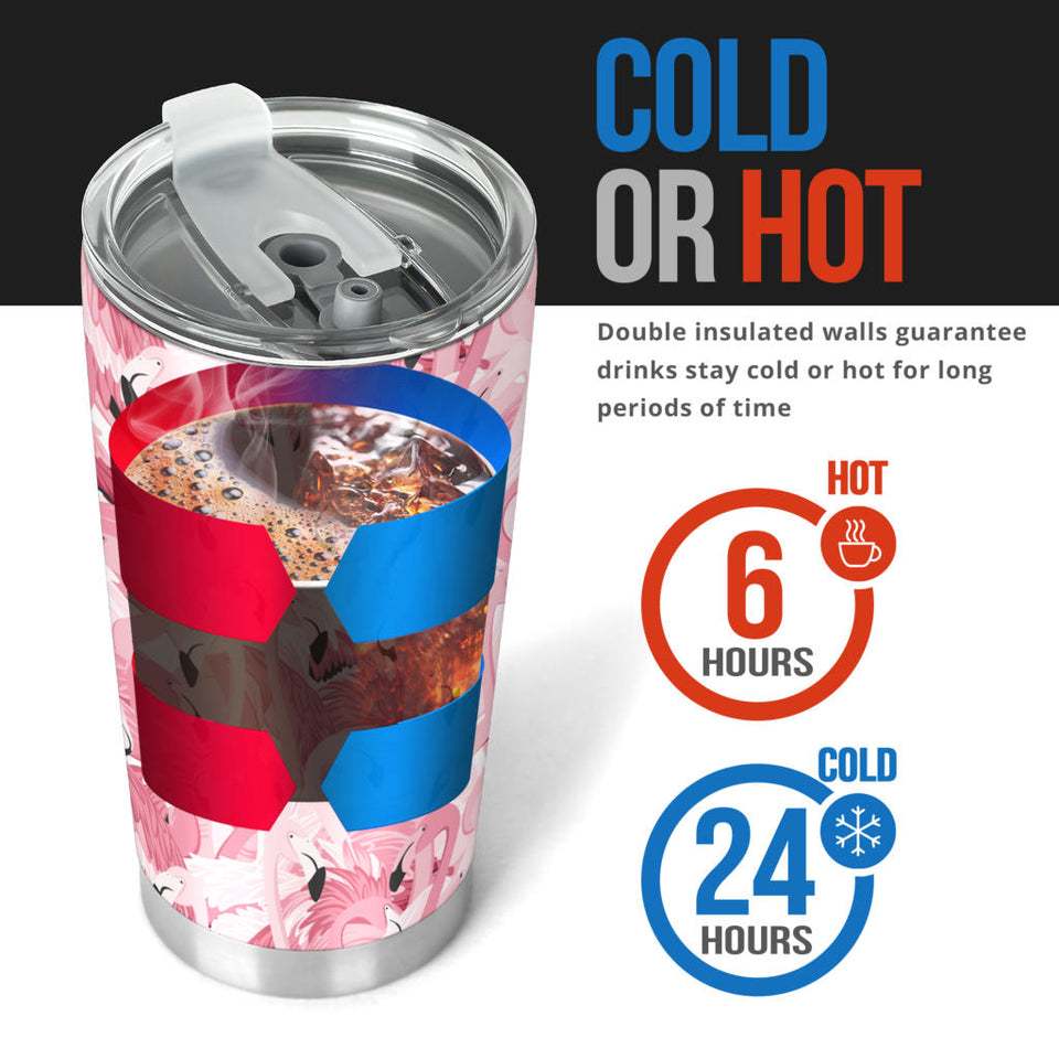 Pink Flamingos Pattern Background Tumbler