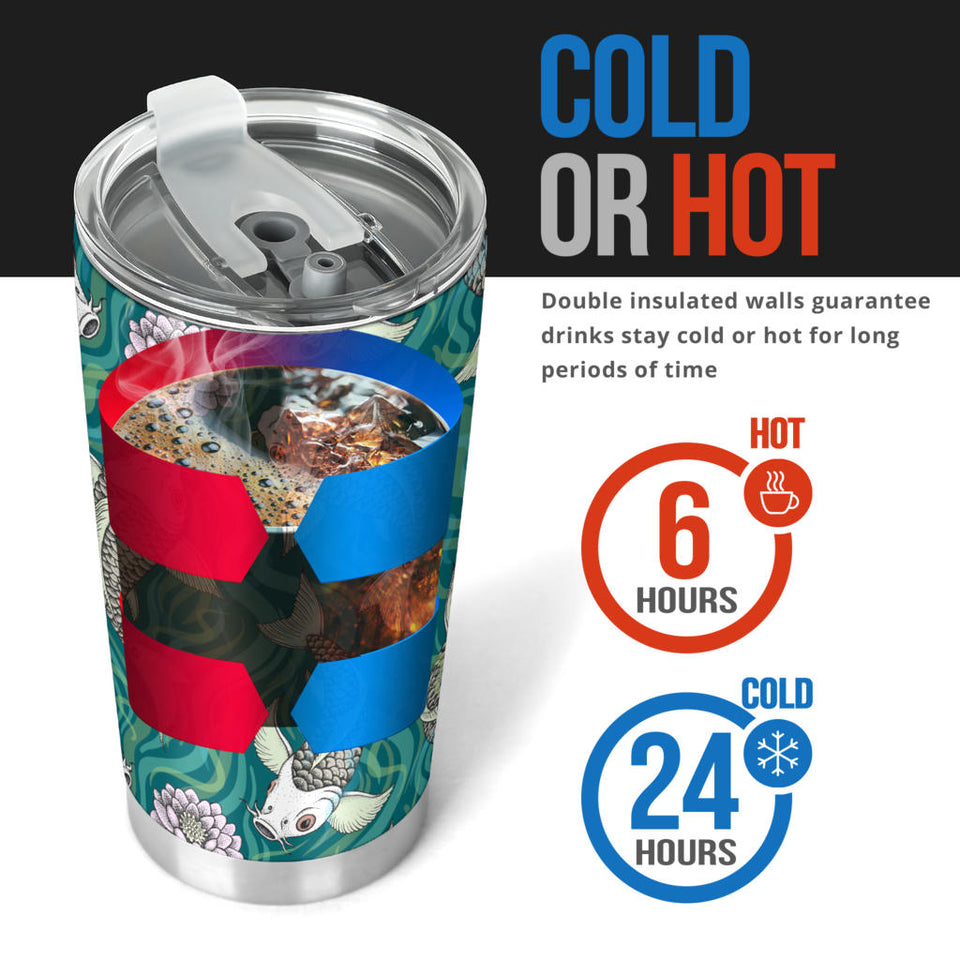 Koi Fish Carp Fish Lotus Pattern Tumbler