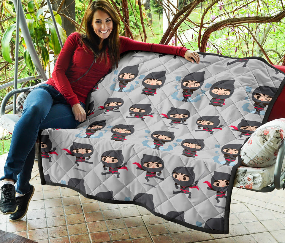 Cute Ninja Pattern Premium Quilt