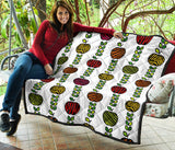 Colorful Apples Leave Zebra Stripe Premium Quilt