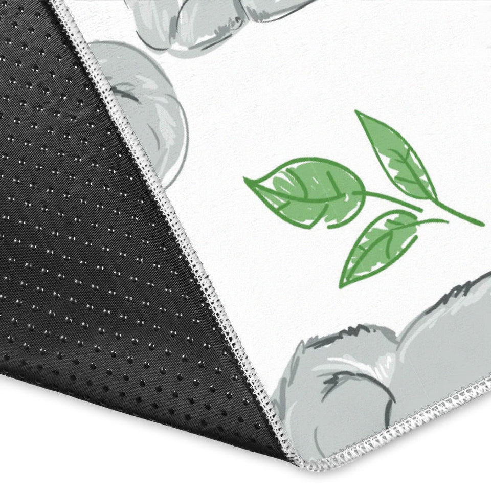 Hand Drawn Koala Leaves Pattern Area Rug