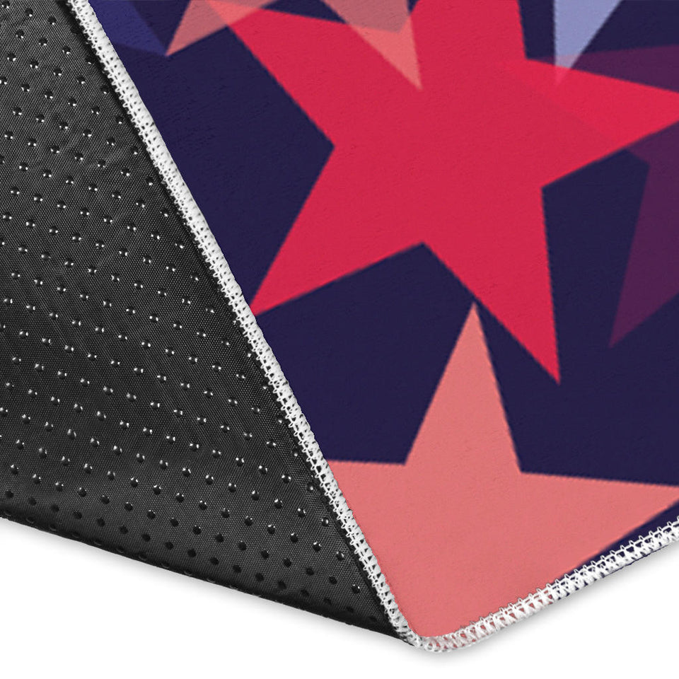 Red Blue Star Pattern Area Rug