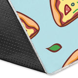Hand Drawn Pizza Blue Background Area Rug