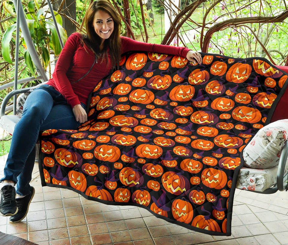 Halloween Pumpkin Pattern Premium Quilt