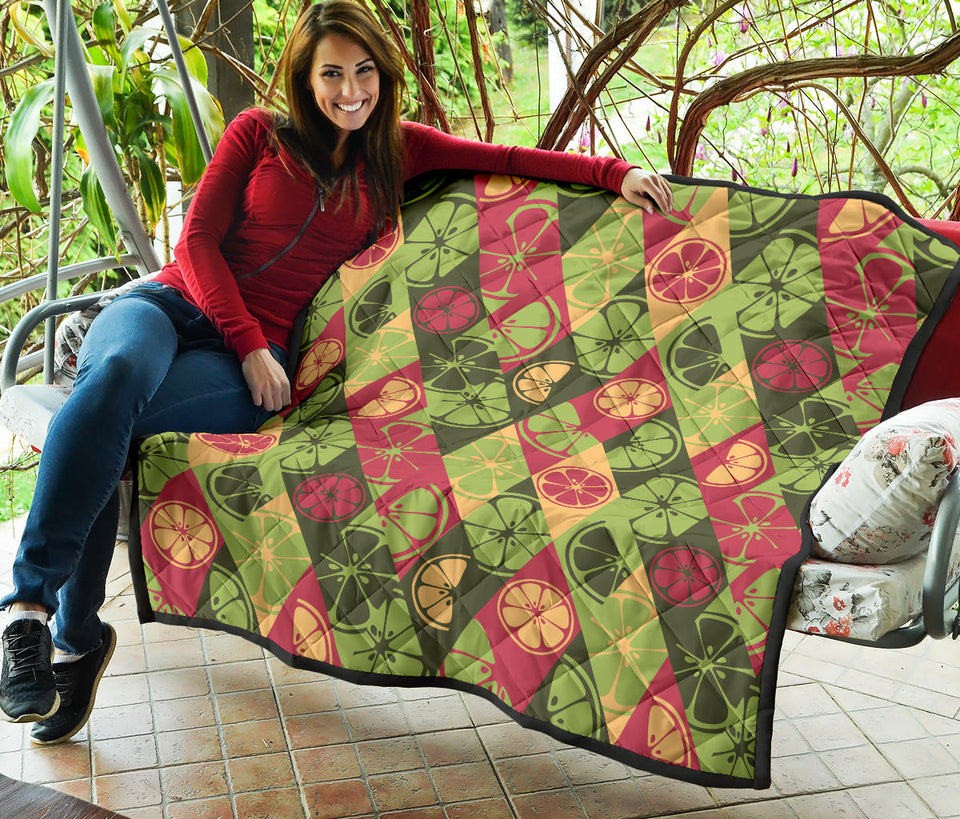 Cool Geometric Lime Pattern Premium Quilt