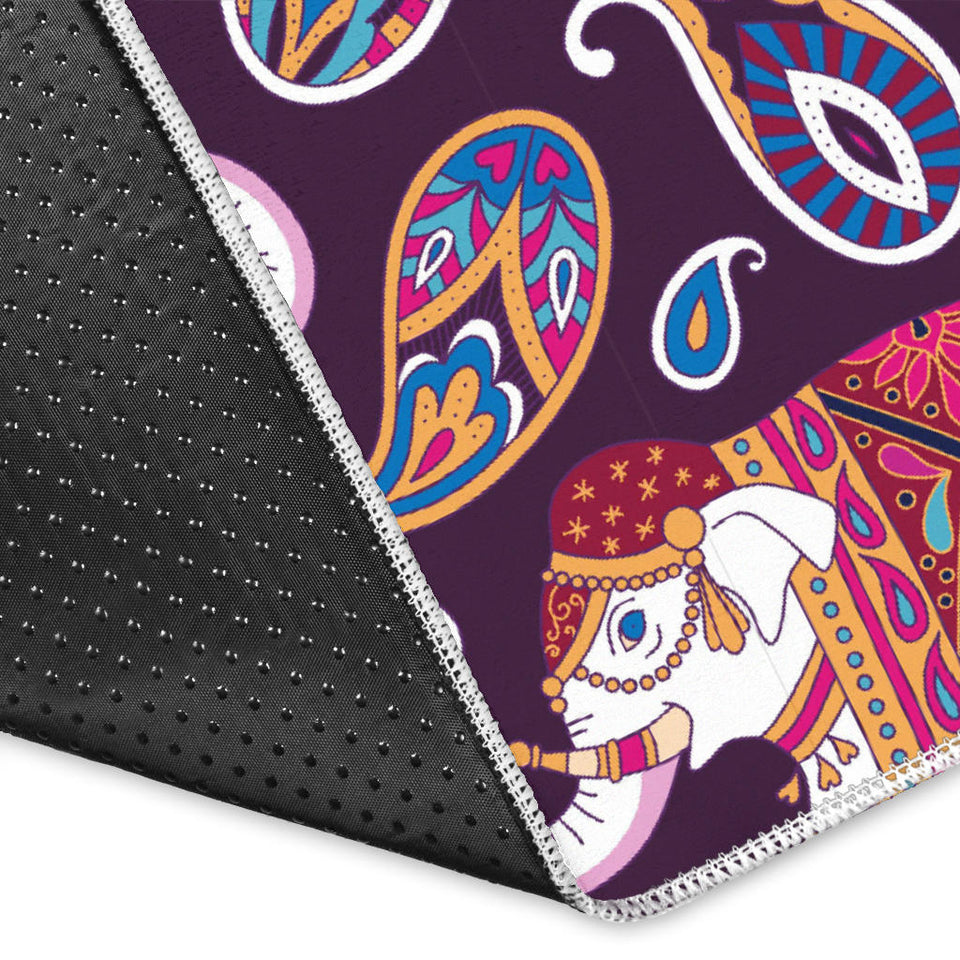 Elephant Indian Style Ornament Pattern Area Rug