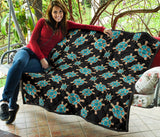 Sea Turtle Blue Stone Pattern Premium Quilt