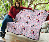 Beautiful Toucan Flower Leaves Premium Quilt