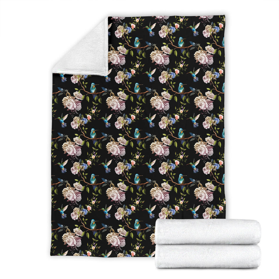 Hummingbird Pattern Print Design 03 Premium Blanket