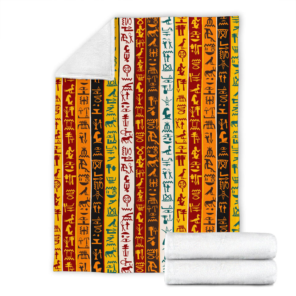 Egypt Hieroglyphics Pattern Print Design 01 Premium Blanket