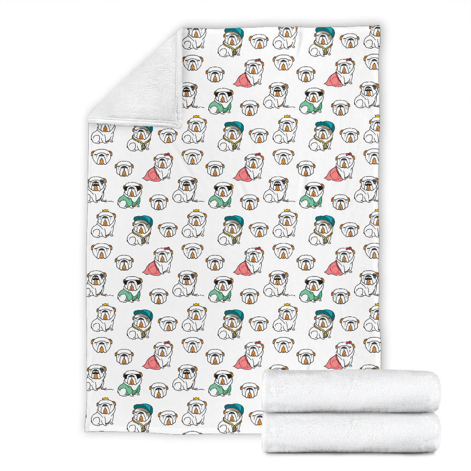English Bulldog Pattern Print Design 03 Premium Blanket