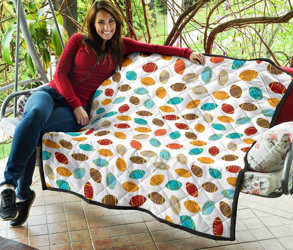 Colorful American Football Ball Pattern Premium Quilt