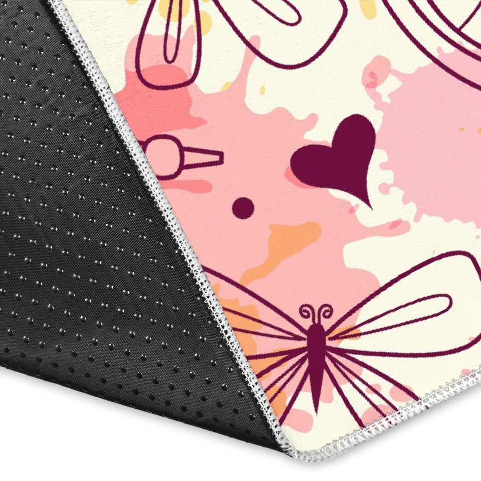 Clock Butterfly Pattern Area Rug