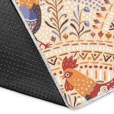 Cute Rooster Chicken Cock Floral Ornament Background Area Rug