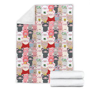 Pig Pattern Print Design 02 Premium Blanket