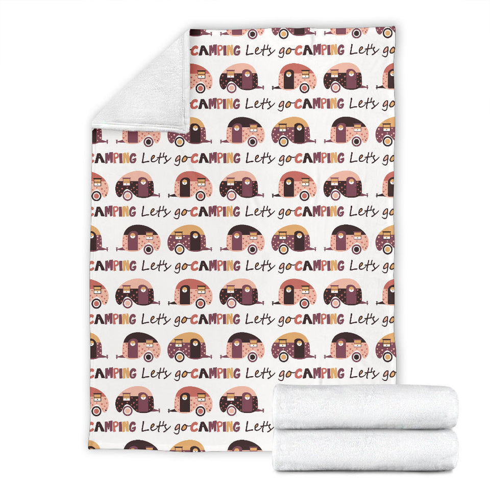 Camper Van Pattern Print Design 01 Premium Blanket
