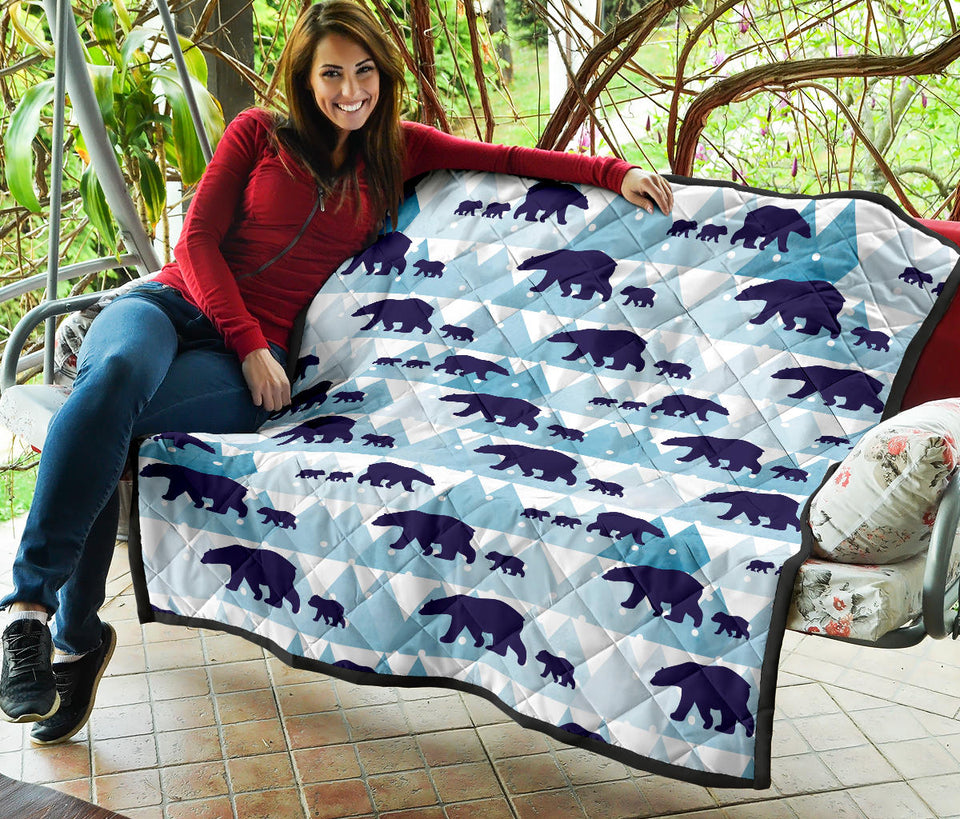 Polar Bear Winter Snow Pattern Premium Quilt