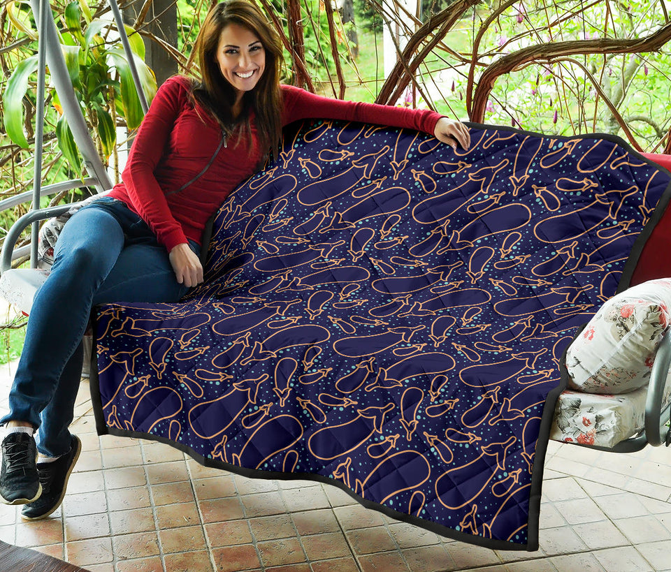 Eggplant Pattern Print Design 04 Premium Quilt
