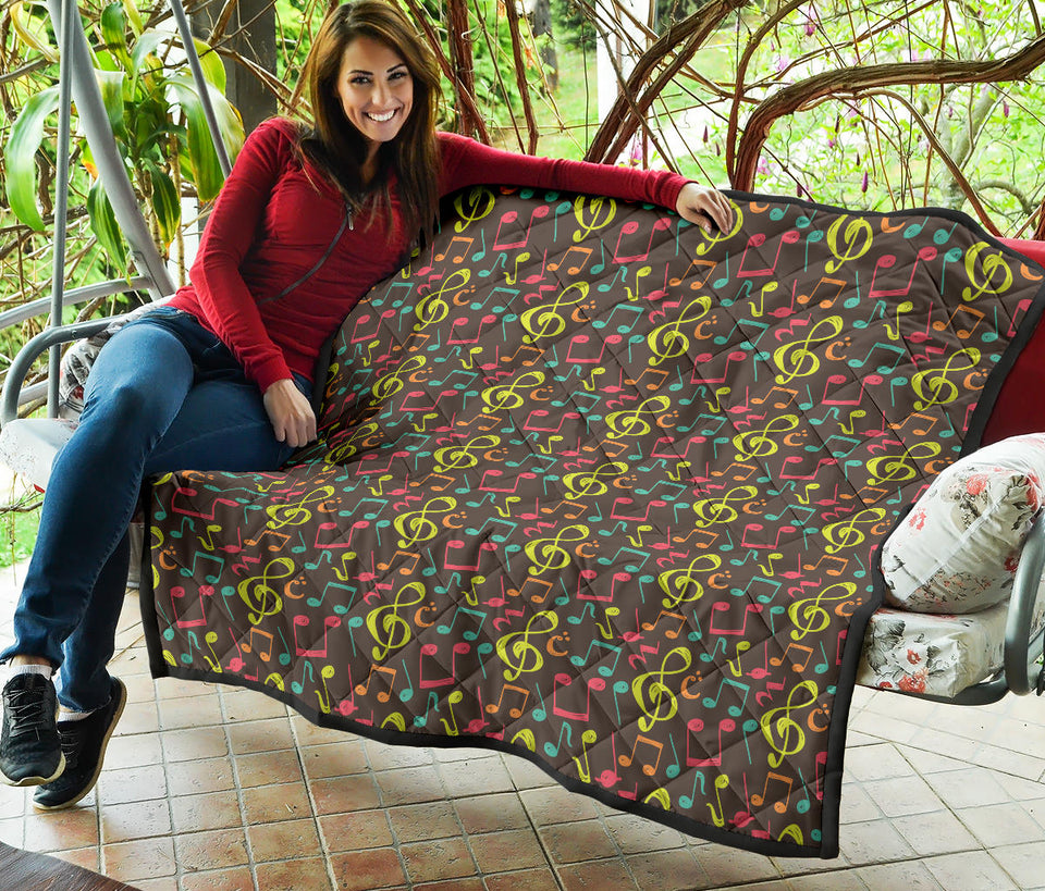 Music Notes Pattern Print Design 05 Premium Quilt