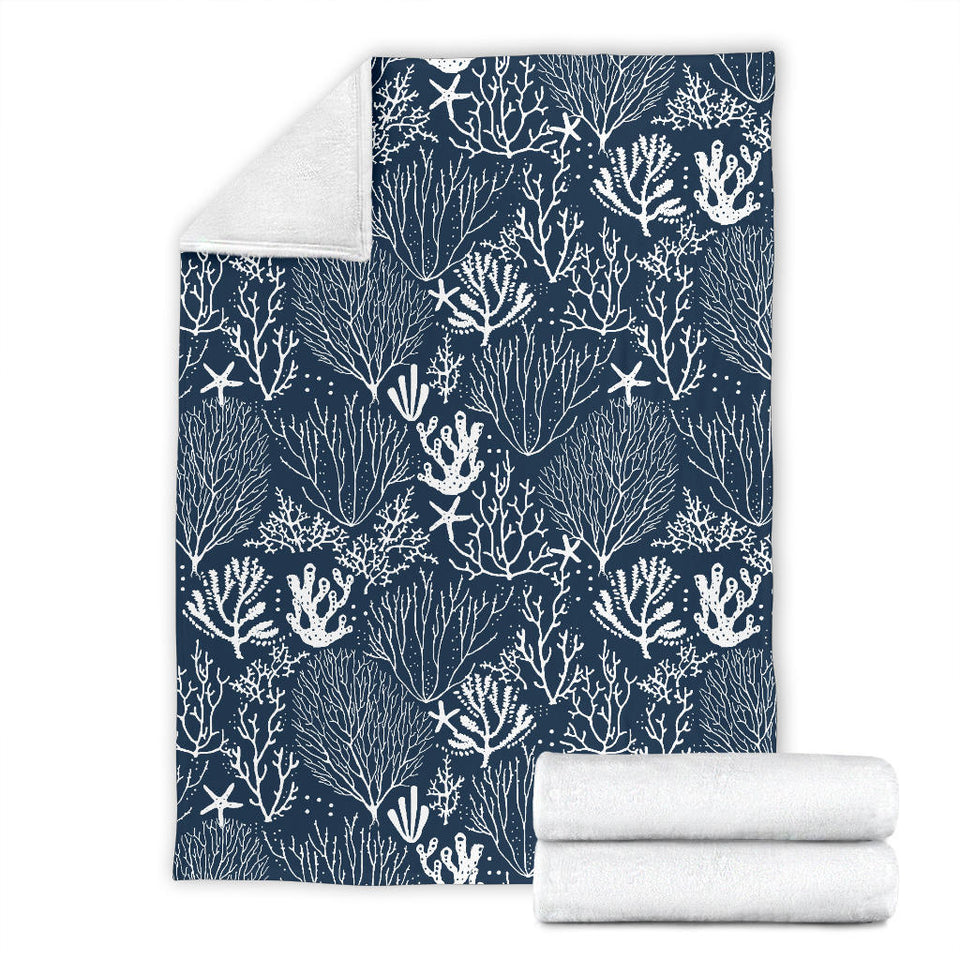Coral Reef Pattern Print Design 05 Premium Blanket