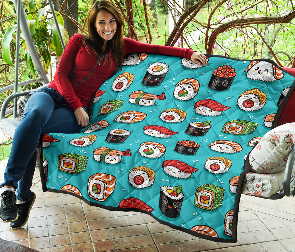 Cute Sushi Pattern Premium Quilt