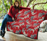 Zebra Abstract Red Background Premium Quilt