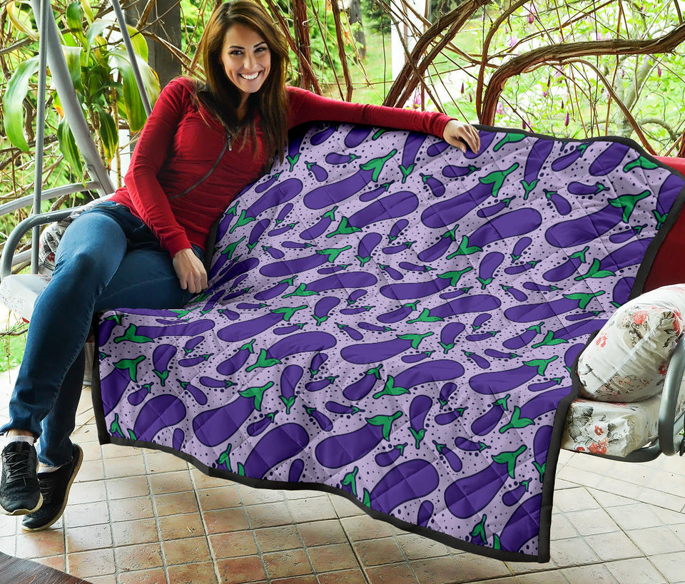 Eggplant Pattern Print Design 03 Premium Quilt